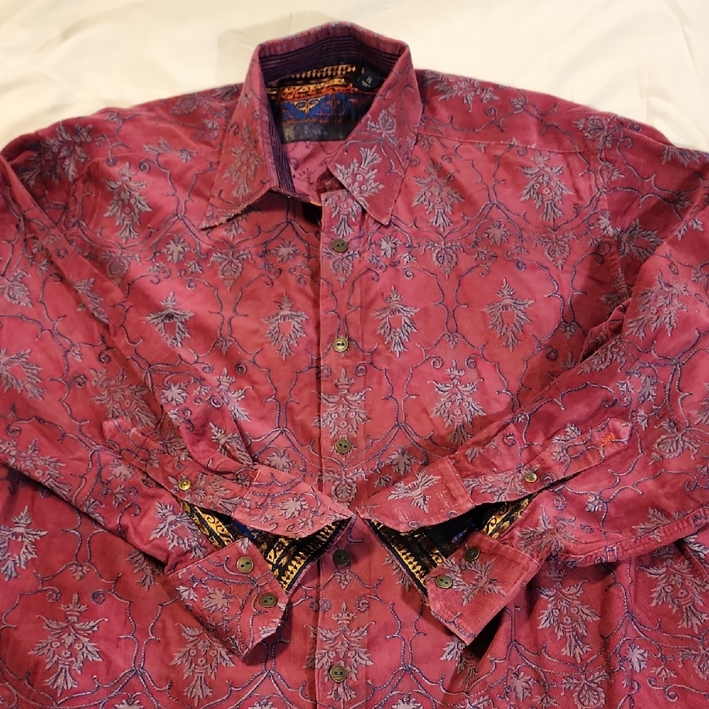 Robert Graham Maroon Patterned Button-Down with Y… - image 6